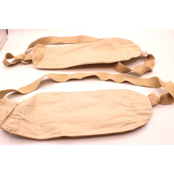 Set 2 Dual Zippered Lightweight Travel Pouch Fanny Pack Belt Bag Khaki Vintage - Picture 2 of 9